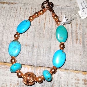 NWT Turquoise & Copper 9" Ankle Bracelet